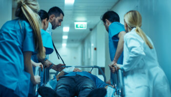 doctors tending to a patient in the emergency room
